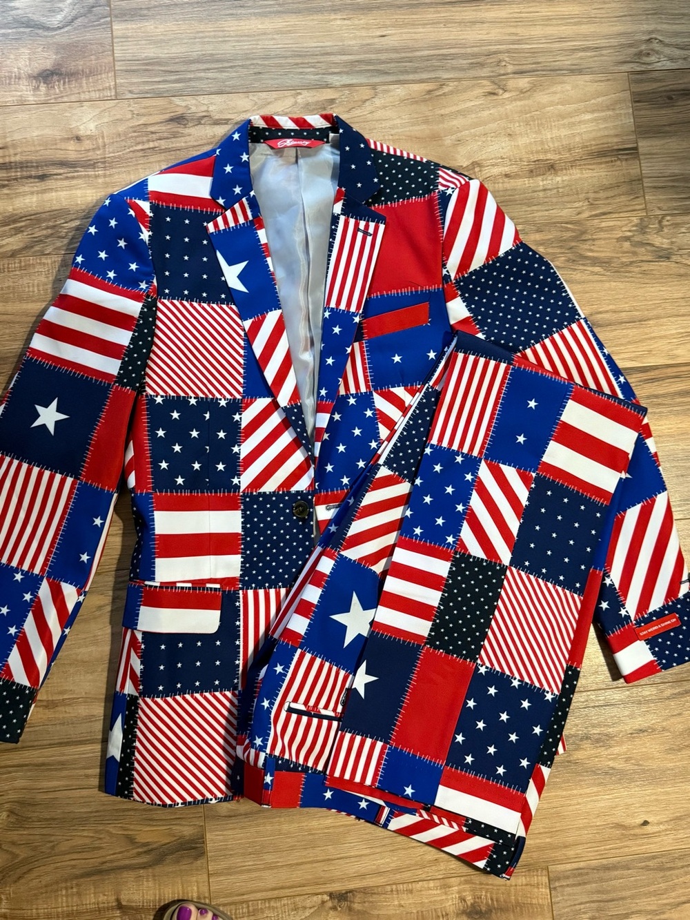 Men's Flag Patchwork Blazer - Red, White & Blue